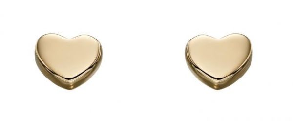 9ct Yellow Gold Heart Stud Earrings-1