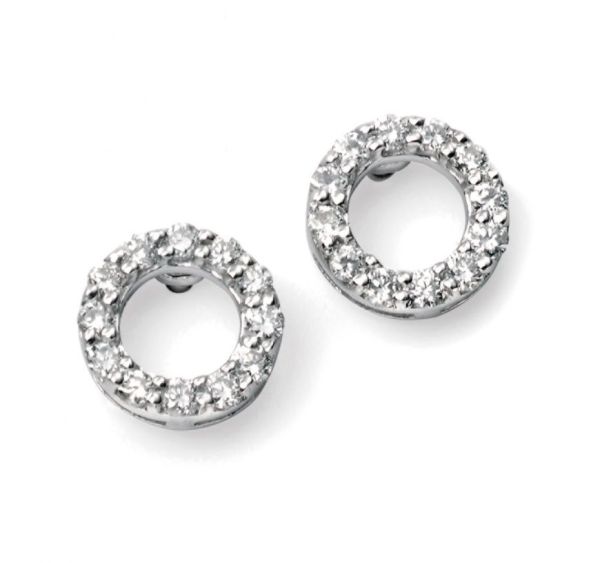 9ct White Gold Diamond Open Circle Stud Earrings-1