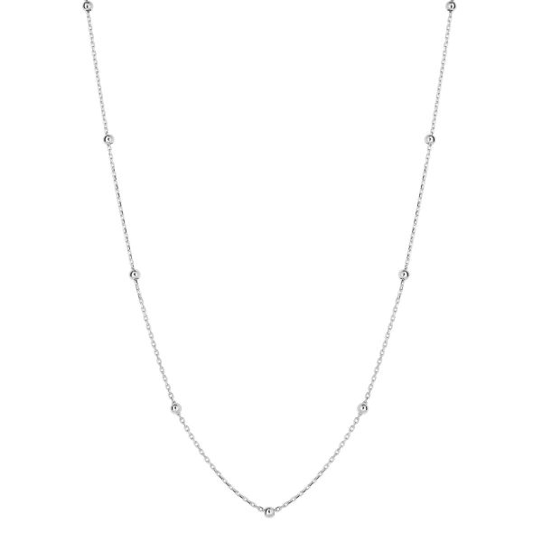 9ct White Gold 45cm Ball Station Necklace-1109530