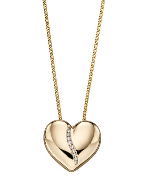 9ct Yellow Gold Diamond Heart Pendant-1