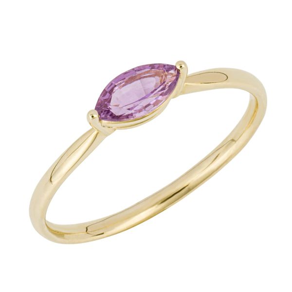 9ct Yellow Gold Marquise-Cut Purple Sapphire Ring - Size 54-0201050