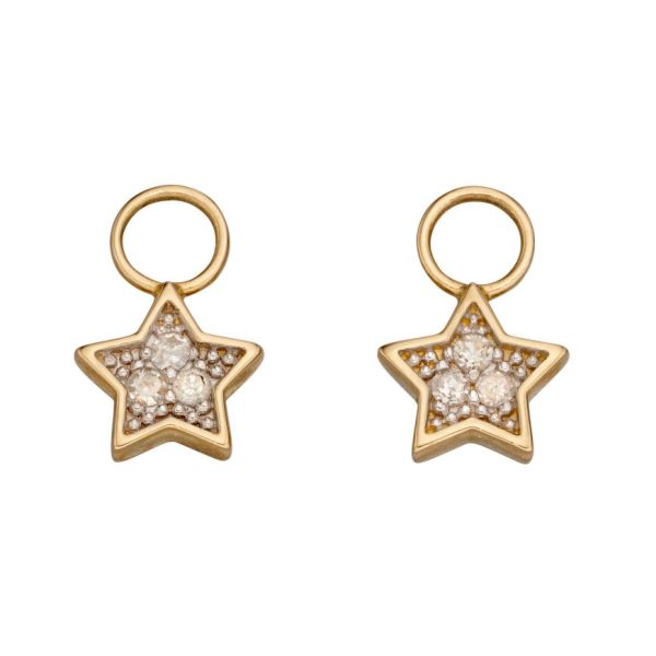 9ct Yellow Gold Diamond Star-Shaped Earring Charms-5303034