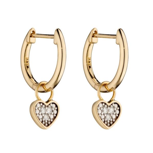 9ct Yellow Gold Diamond Heart-Shaped Earring Charms-2