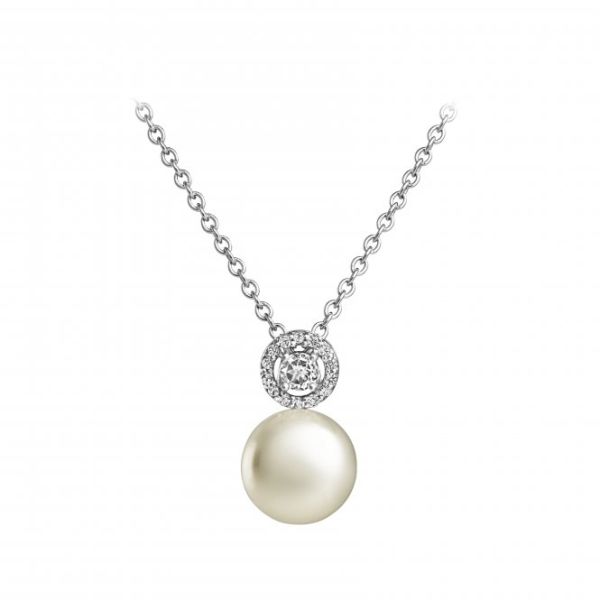 Jersey Pearl Ladies Amberley Silver Pearl Halo Cluster Pendant-1