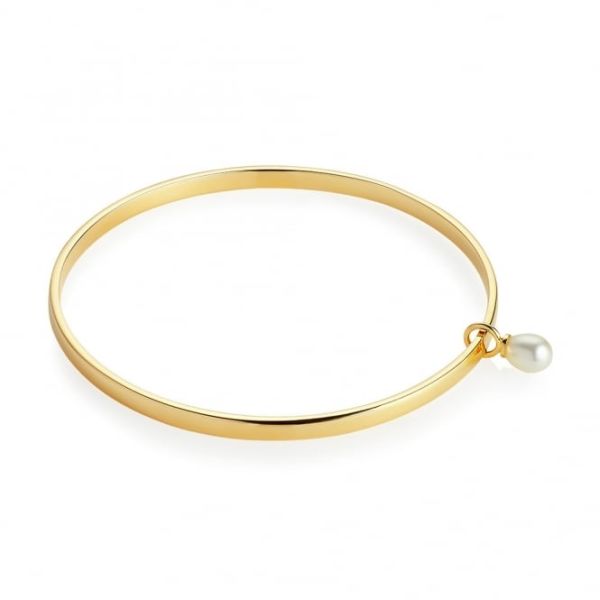 Jersey Pearl Ladies Viva Yellow Gold Plated Pearl Bangle-1