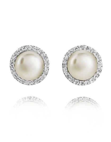 Jersey Pearl Ladies Amberley Large Cluster Pearl Stud Earrings-1