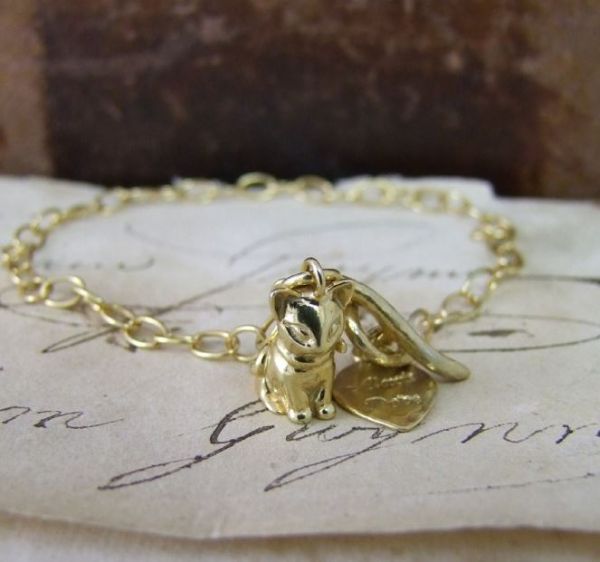 Alexis Dove Ladies Yellow Gold Vermeil Vintage Kitten Bracelet-1