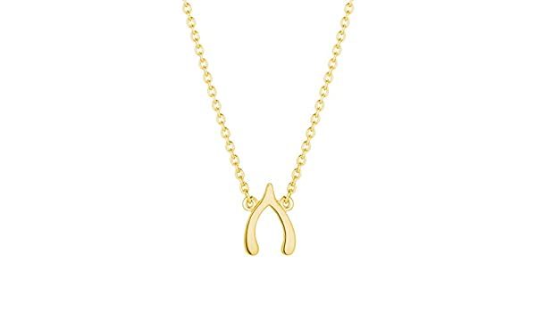 Daisy Yellow Gold Plated Wishbone Good Karma Necklace-1