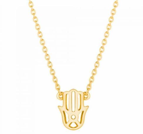 Daisy Yellow Gold Plated Hand Of Fatima Good Karma Necklace-1