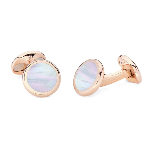 Deakin & Francis  Sterling Silver Mother-of-Pearl Inlay Cufflinks In Rose Gold-3308806