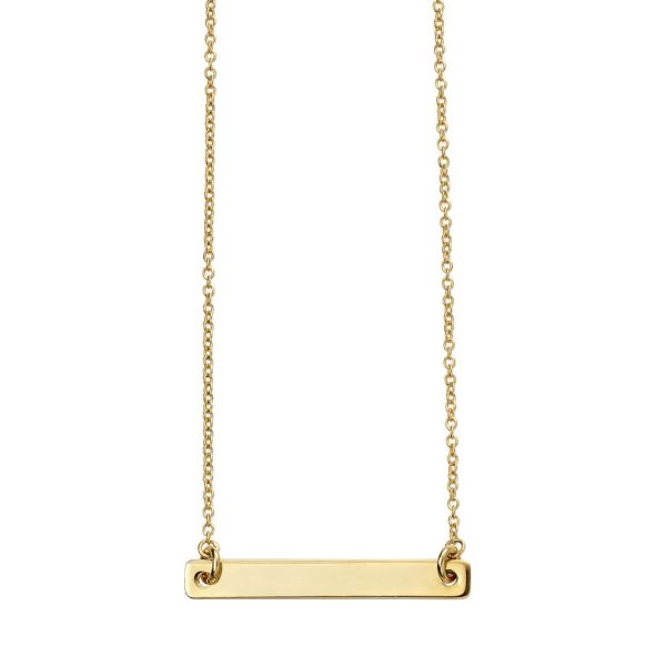 Yellow Gold Plated Engravable Bar Necklace-1