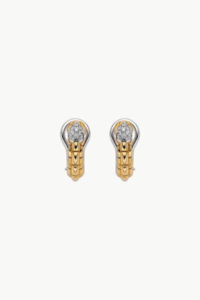 FOPE 18ct Yellow Gold Eka Tiny Diamond Hoop Earrings - OR730 PAVE-3