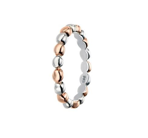 Silver & Rose Gold Two Tone Ball Stacking Ring-1
