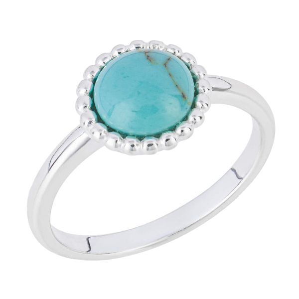 Silver Turquoise Bobble Ring - Size 60-3305788
