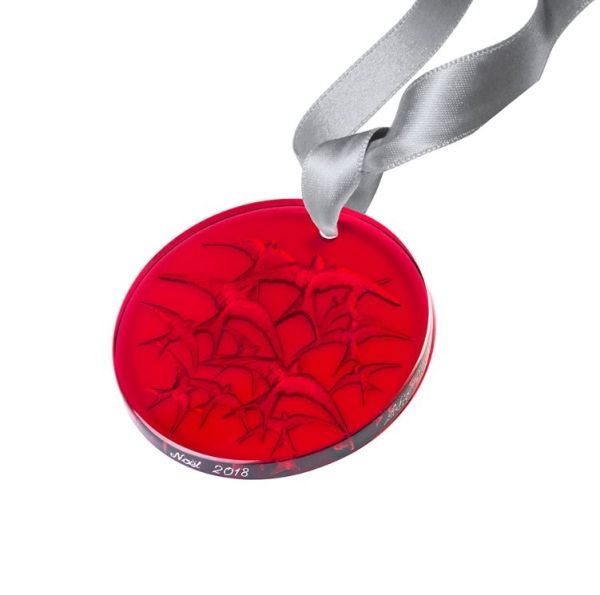 Lalique Swallows Red Crystal Christmas 2018 Tree Ornament-1