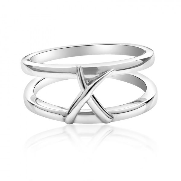 Rachel Galley Silver Molto Kiss Double Ring - Size N-1