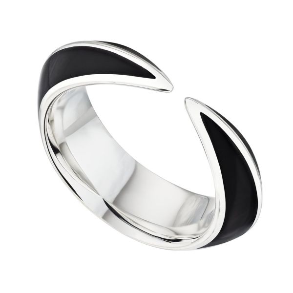 Shaun Leane Sabre Deco Silver Ceramic Ring - Size S-1