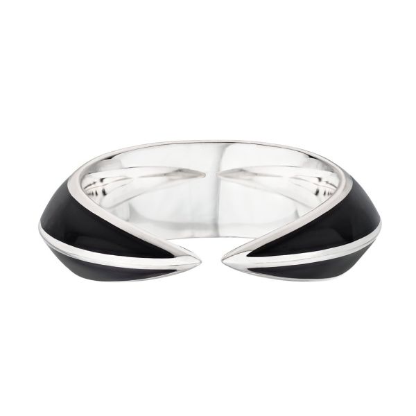 Shaun Leane Sabre Deco Silver Ceramic Ring - Size S-4