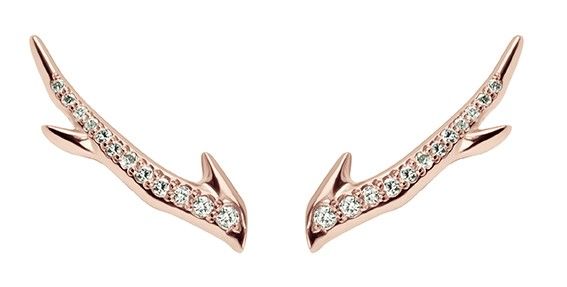 Shaun Leane Ladies Rose Gold Plated Diamond Cherry Branch Stud Earrings-1