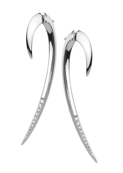 Shaun Leane Ladies Silver Signature Diamond Hook Earrings - Size 2-1