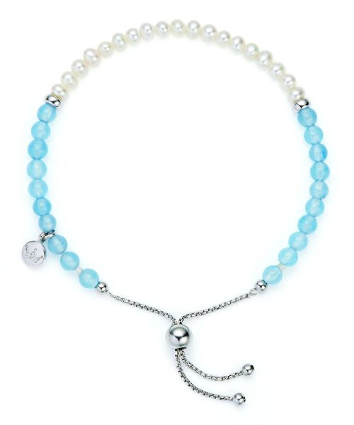 Jersey Pearl Ladies Silver Sky Dark Blue Pearl Bar Bracelet-1