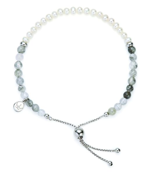 Jersey Pearl Ladies Silver Sky Cloudy Quartz Pearl Bar Bracelet-1