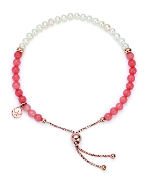 Jersey Pearl Ladies Rose Gold Plated Sky Coral Pearl Bar Bracelet-1