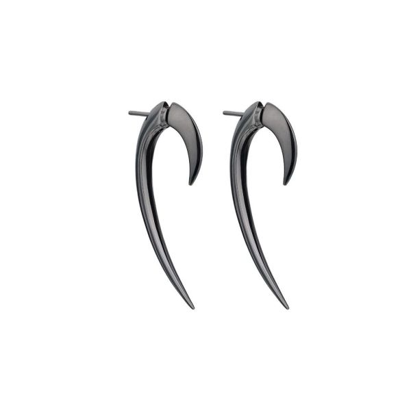 Shaun Leane Silver Black Rhodium Hook Earrings-1