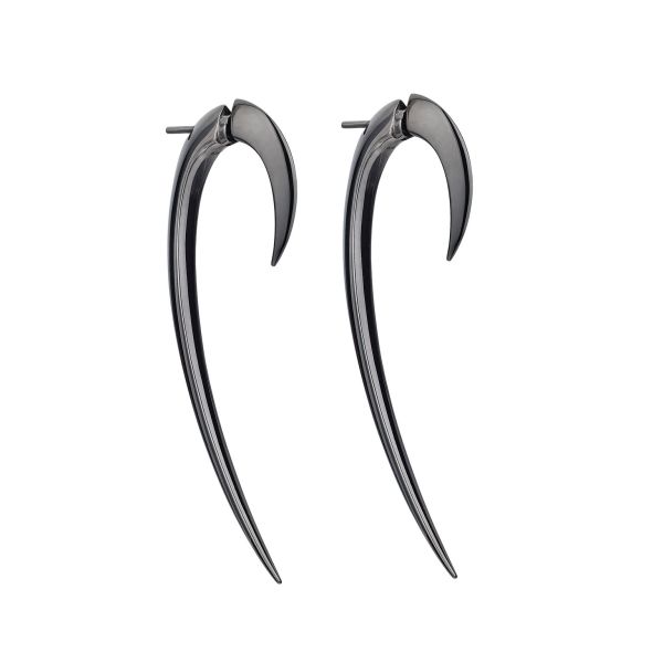 Shaun Leane Silver & Black Rhodium Hook Earrings - Size 2-1
