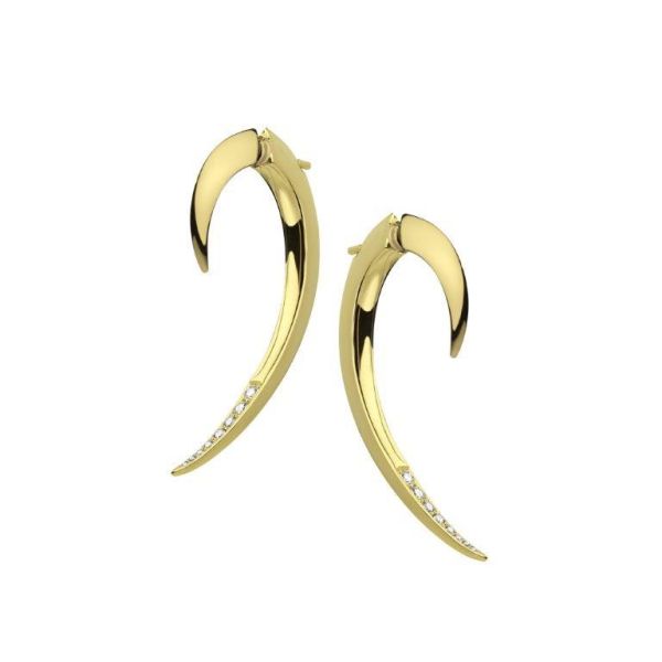 Shaun Leane Yellow Gold Vermeil Diamond Hook Earrings-1
