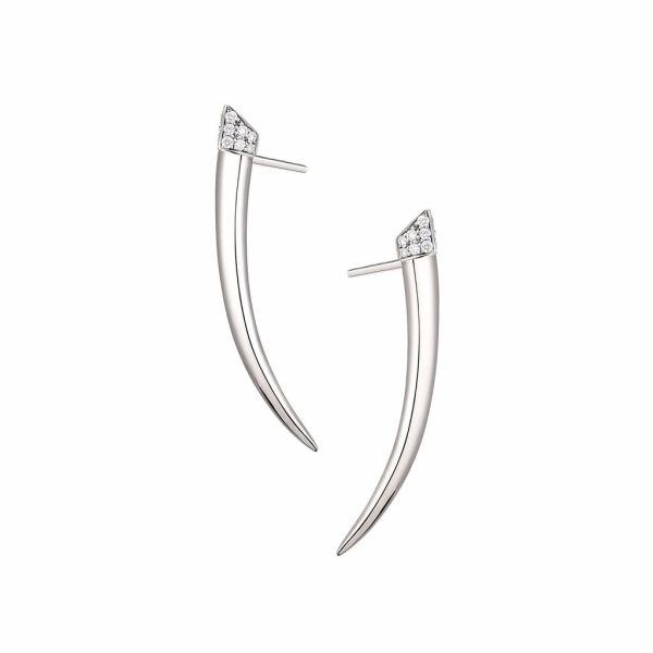 Shaun Leane Ladies Silver Diamond Tusk Earrings-1