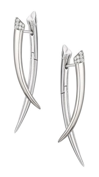Shaun Leane Ladies Silver & Diamond Tusk Cross Over Earrings-1