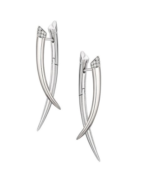 Shaun Leane Ladies Silver Diamond Crossover Earrings-1