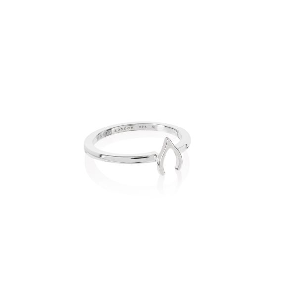 Daisy London Ladies Silver Wishbone Good Karma Ring - Medium-1