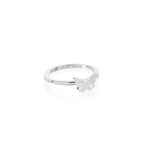 Daisy London Ladies Silver Butterfly Good Karma Ring - Small-1