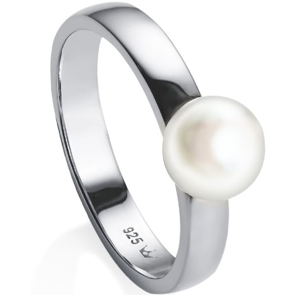 Jersey Pearl Ladies Viva Silver Pearl Ring - Size O-1