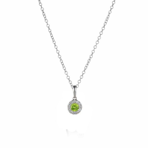 9ct White Gold Peridot Cluster August Birthstone Pendant-1118791