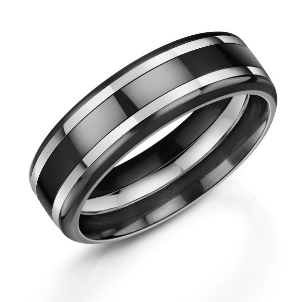Zedd Silver & Zirconium 7mm Polished Wedding Ring -0730018