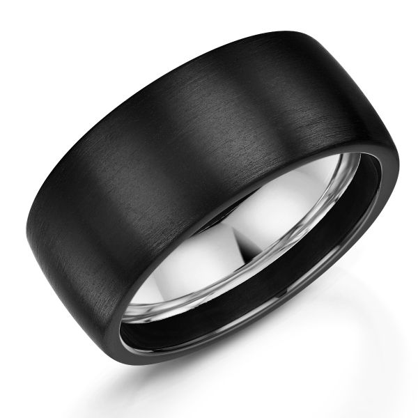 Zedd Silver & Zirconium 10mm Matte Wedding Ring-0730016