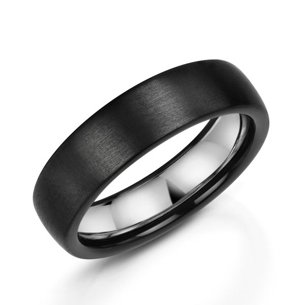 Zedd Silver & Zirconium 6mm Matte Wedding Ring -0730003