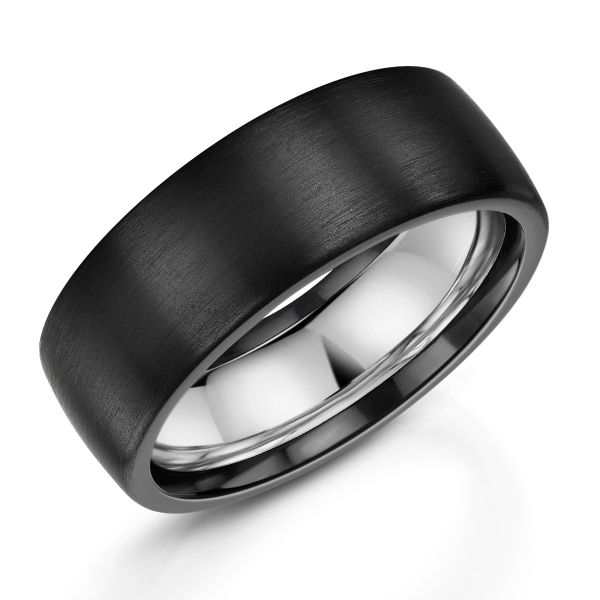 Zedd Zirconium & Silver 8mm Matte Wedding Ring -0730014