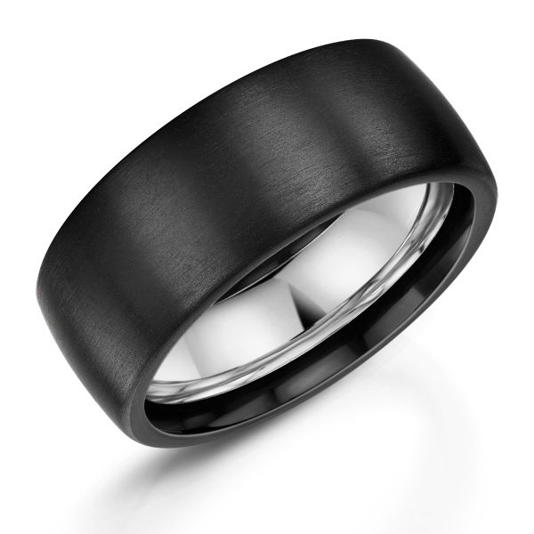 Zedd Silver & Zirconium 9mm Matte Wedding Ring-0730015