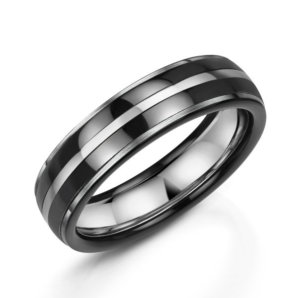 Zedd Platinum & Zirconium 6mm Polished Wedding Ring -0730017