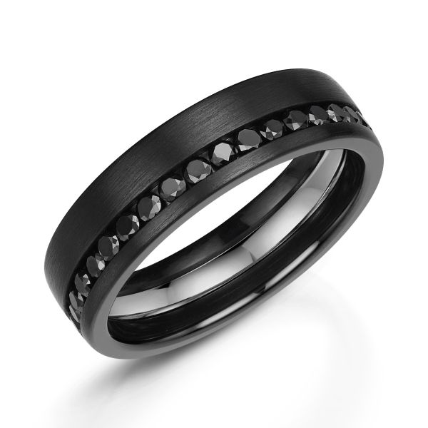 Zedd 1.00ct Diamond Platinum & Zirconium 6mm Matte Wedding Ring-0735001