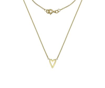 9ct Yellow Gold Elongated Heart Necklace - 18inch Length