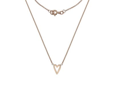 9ct Rose Gold Elongated Heart Necklace - 18inch Length
