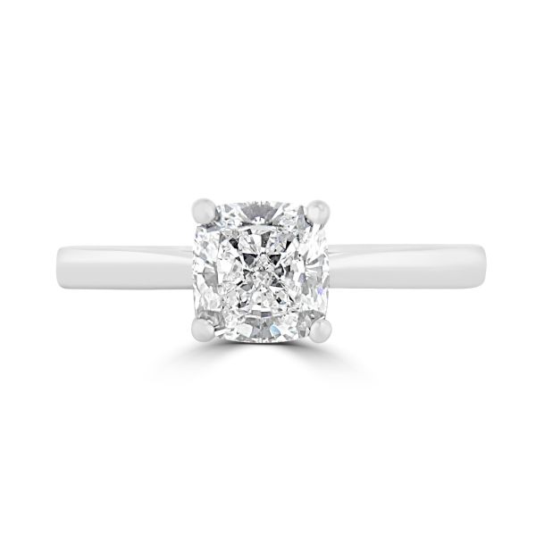 Platinum 0.70ct Cushion Cut Diamond Single Stone Ring-0101784