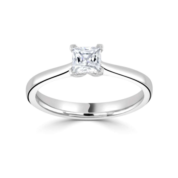 Platinum 1.01ct Princess Cut Diamond Single Stone Ring-0101794