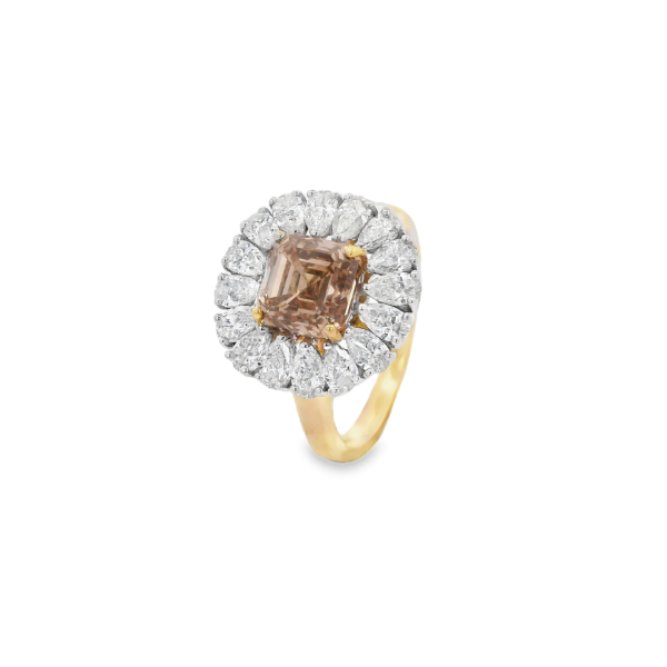 18ct Yellow Gold 2.06ct Brown Asscher Diamond Ring-JR30274