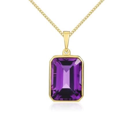 9ct Yellow Gold Octagonal Amethyst Pendant-1118774